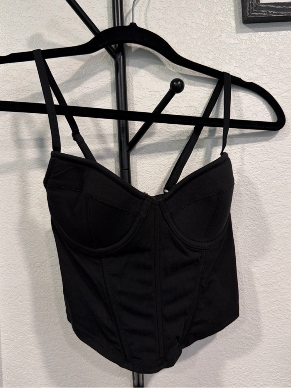 Black Bustier Crop Top with Structured Cups